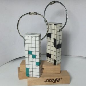 Crossword Puzzle keychain, handmade from Jenga